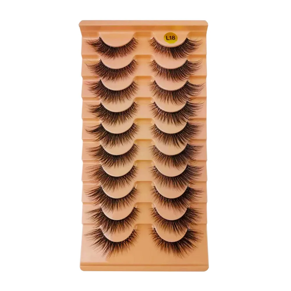 10 Pairs Voluminous Strip Lashes – Fluffy False Eyelashes, Natural Look Thick Fake Eye Lashes, Reusable Volume Eyelashes Pack for Everyday Wear
